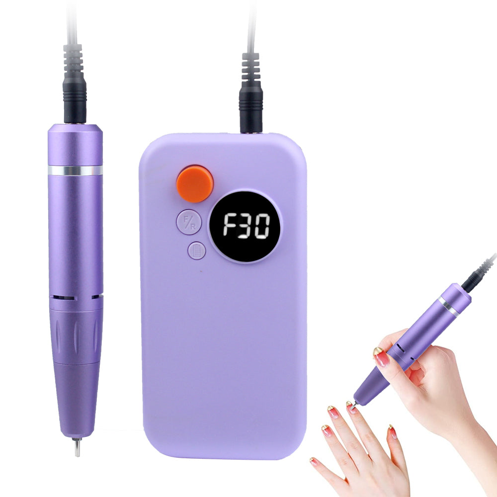 Electric Nail Drill Set Portable Wireless Nail File Machine Kit Manicure Pedicure Tool Purple