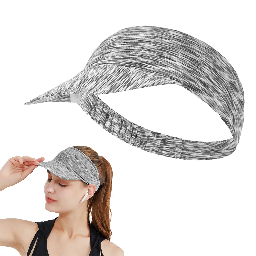 Elastic Empty Top Caps Sun Visor Caps Sun Protection Sports Beach Hat Grey