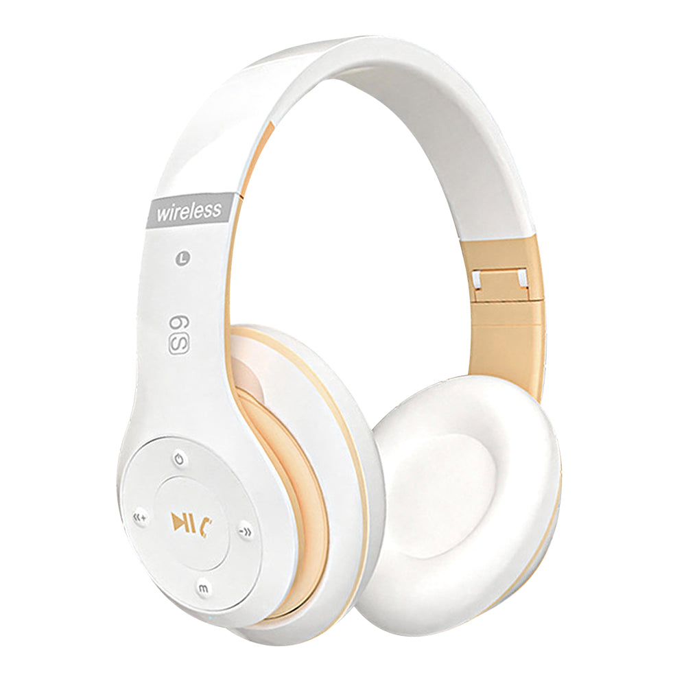 Wireless Bluetooth Headphones Foldable Over Ear Stereo Headsets with Built-in Mic White
