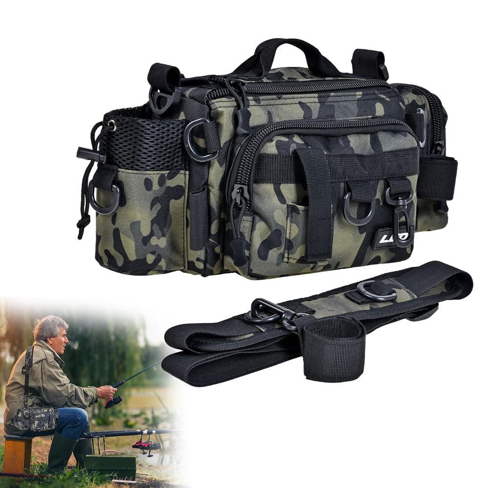 Fishing Tackle Bags Single Shoulder Crossbody Bag Waist Pack Fish Lures Gear Bag Green