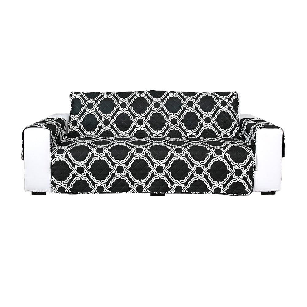 Reversible Couch Cover Printed Sofa Cover for Dogs Water Resistant Furniture Protector -Black