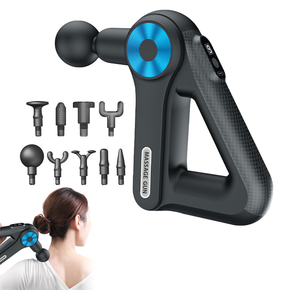 Handheld Muscle Massager with 9 Massage Heads Blue