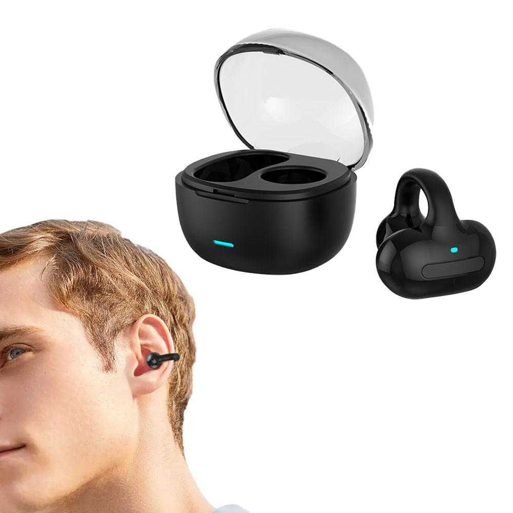 MG8 Wireless Bluetooth 5.2 Single Earphone Ear-clip Headphones TWS Sports Earbuds with Charging Case Black