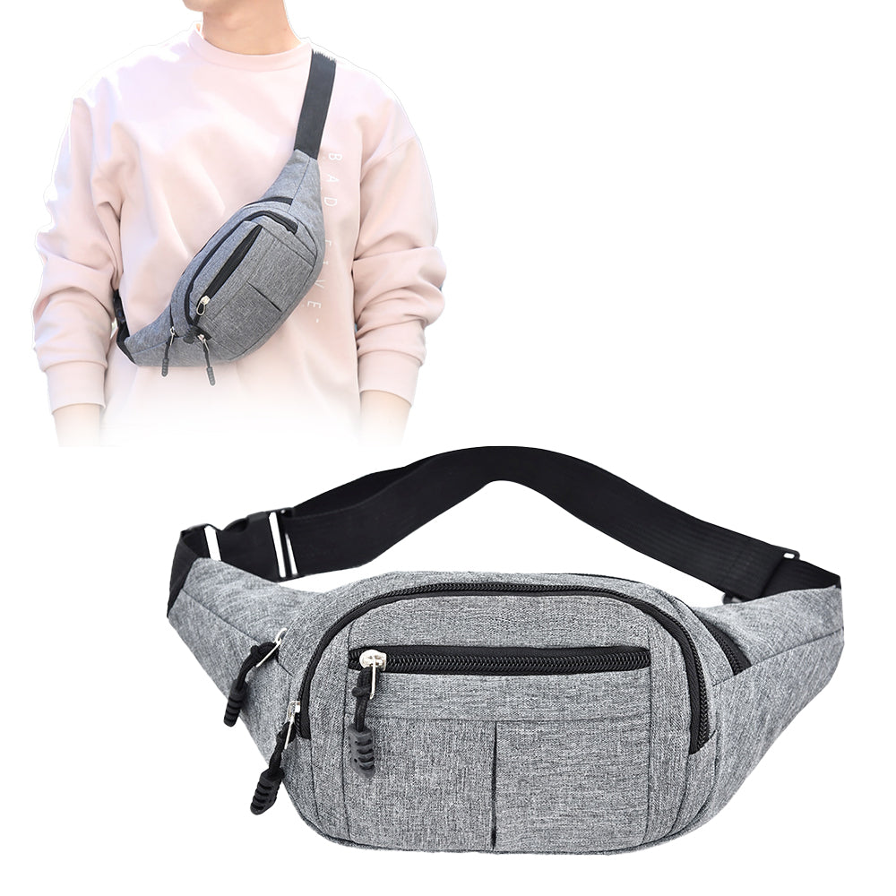 Unisex Sling Bag Chest Pack Fanny Pack Sports Waist Bag Wallet Grey