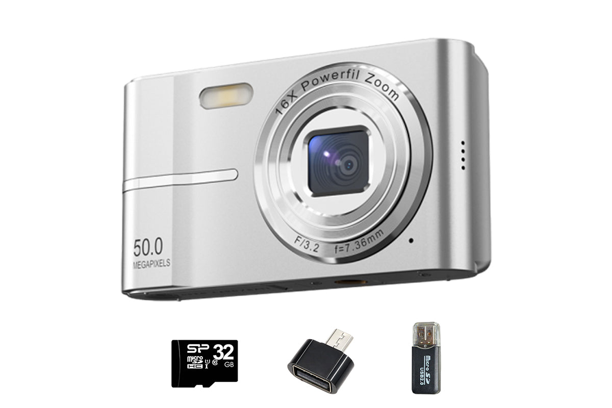 4K Digital Video Camera with 32GB Memory Card Silver