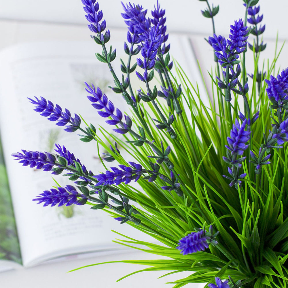 10Pcs Set Artificial Lavender Flowers Fake Plastic Plants Outdoor Home Garden Decor