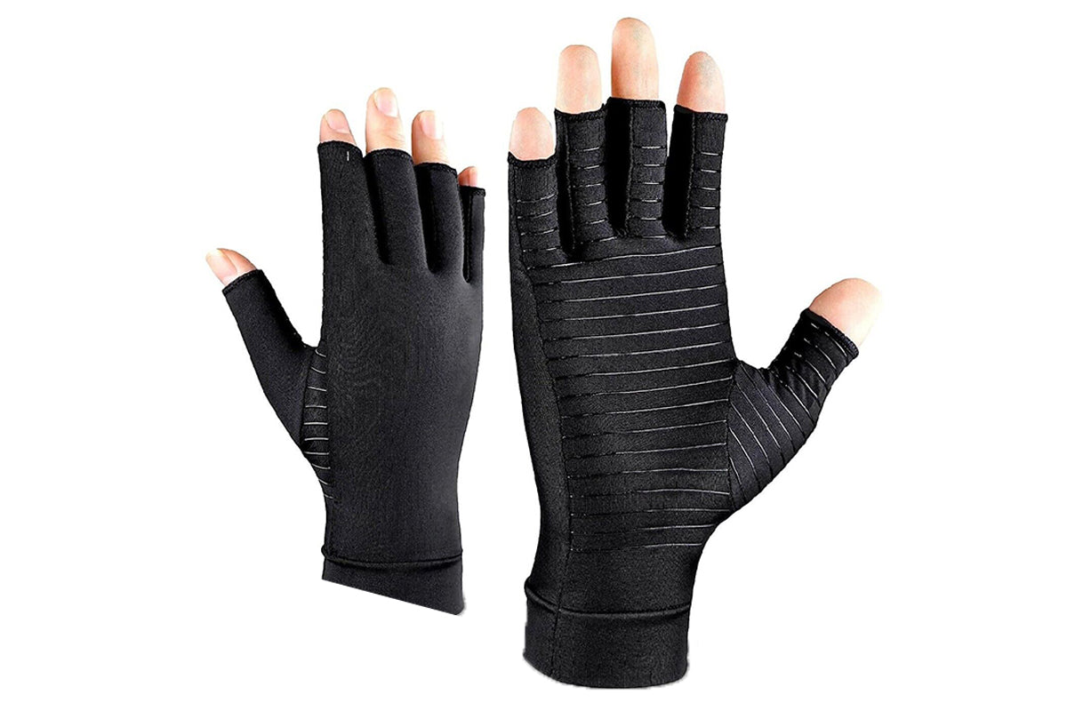 1 Pair Arthritis Gloves Copper Infused Fingerless Compression Gloves for Women