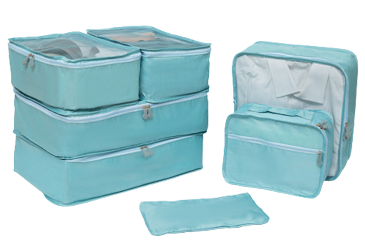 7pcs Travel Luggage Organizer Set Storage Bags-Blue