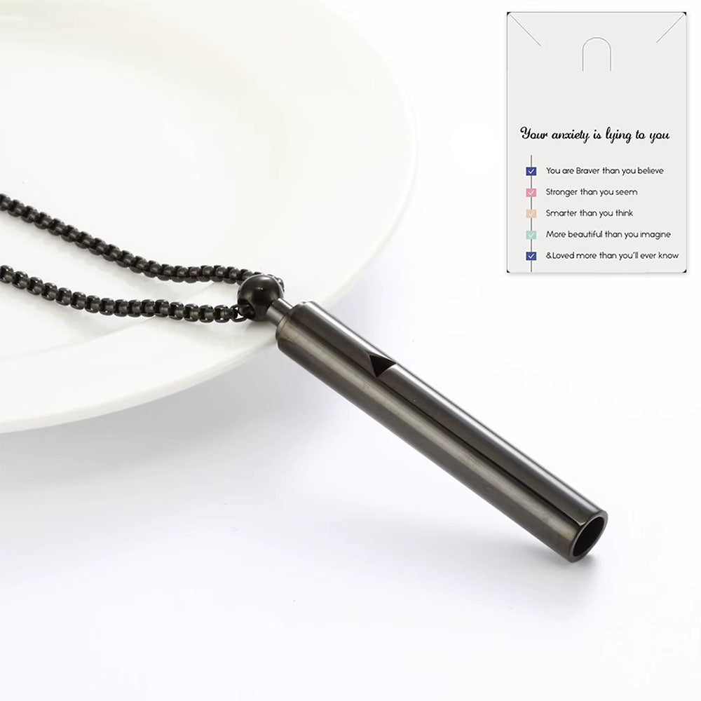Meditation Necklace Triangle Cutout Necklace Stress Reducing Breathing Necklace Black