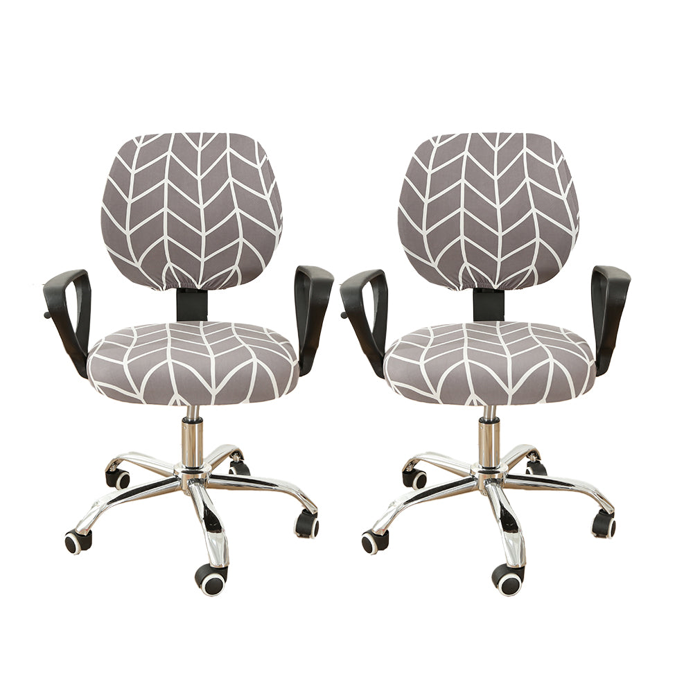 2 Set of 2 Pieces Stretch Split Office Chair Cover Printed Computer Office Chair Covers -Style 3