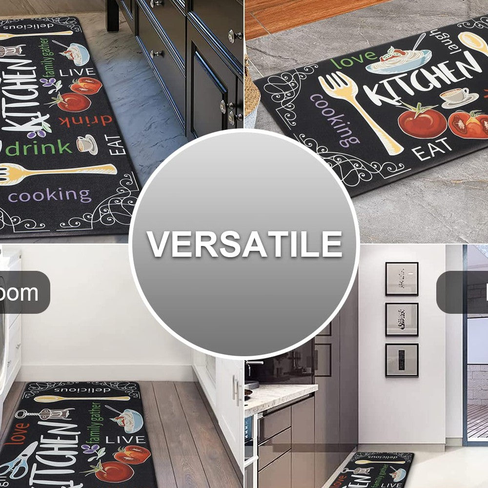 2pcs Washable Kitchen Rugs and Mats Set Non Slip Cushioned Kitchen Floor Mat-ST1