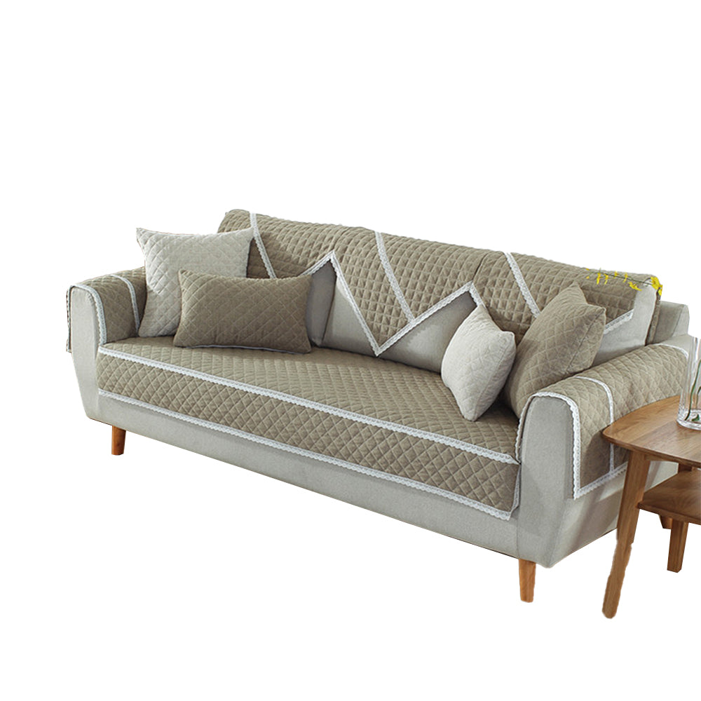 Soft Sofa Cover Quilted Sectional Couch Covers -Brown