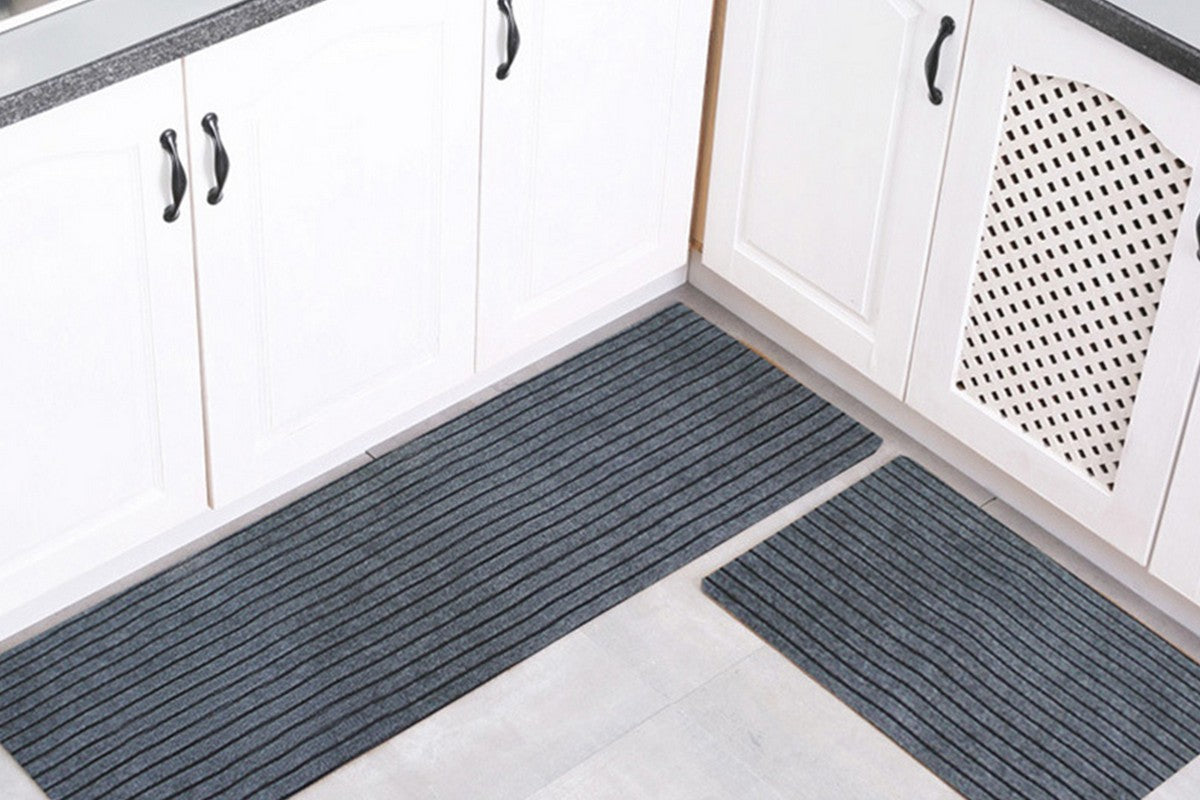 Stripe Anti-Fatigue Kitchen Mat Waterproof Non Slip Cushioned Foam-Gray