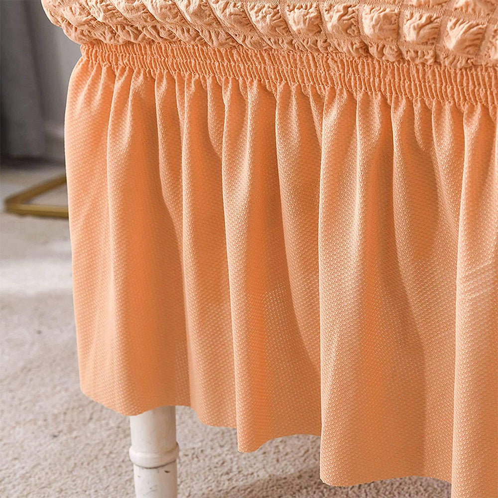 Soft Seersucker Fabric Removable Chair Covers with Lace Skirt -Orange