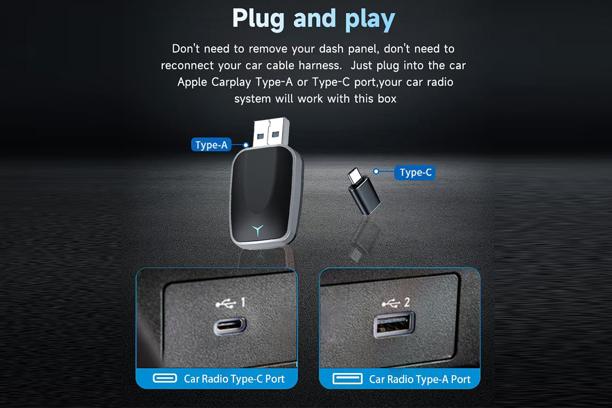 2 in 1 Wireless CarPlay Adapter for iPhone Convert Wired to Wireless CarPlay