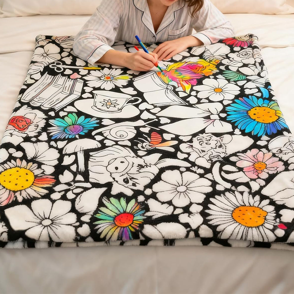 Washable DIY Coloring Blanket for Adults - Style 3