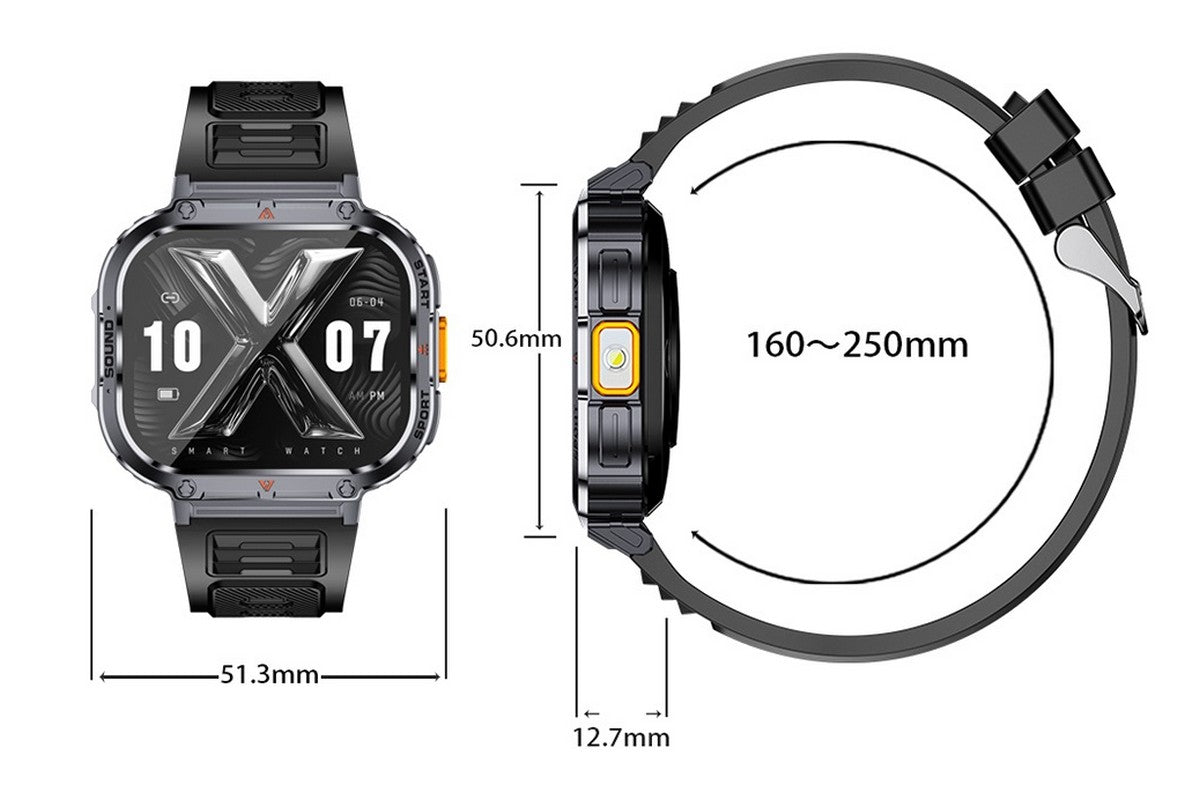 Smart Watch 2.0-Inch Fitness Watch with Flashlights Heart Rate Sleep Monitor Blood Oxygen 100 Sports Modes Activity Tracker-Black