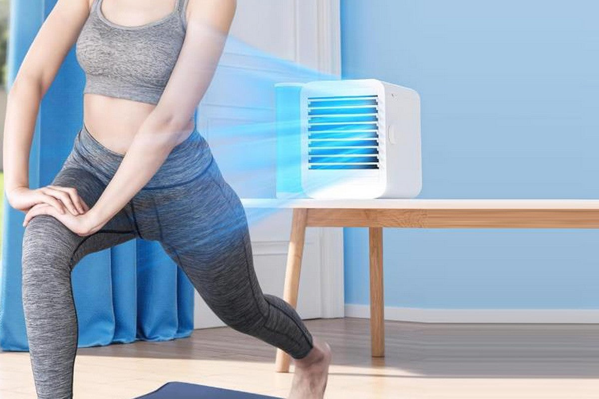 2Pcs Portable Air Conditioner Cooling Fan Evaporative Colourful Air Cooler with 1000ml Water Tank