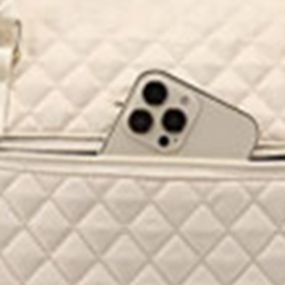 2Pcs Set Carry on Overnight Bags Large Travel Duffle Bag Weekend Tote Bag Yoga Gym Bag with Wet Pocket Beige
