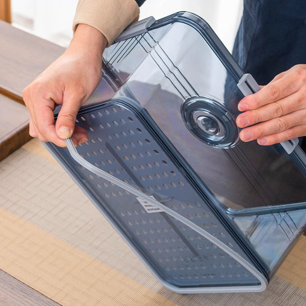 Transparent Bread Box with Timer Drainboard Lid