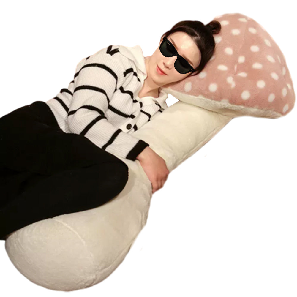 Mushroom Plush Pillow Stuffed Long Body Pillow Sofa Home Decoration Pink
