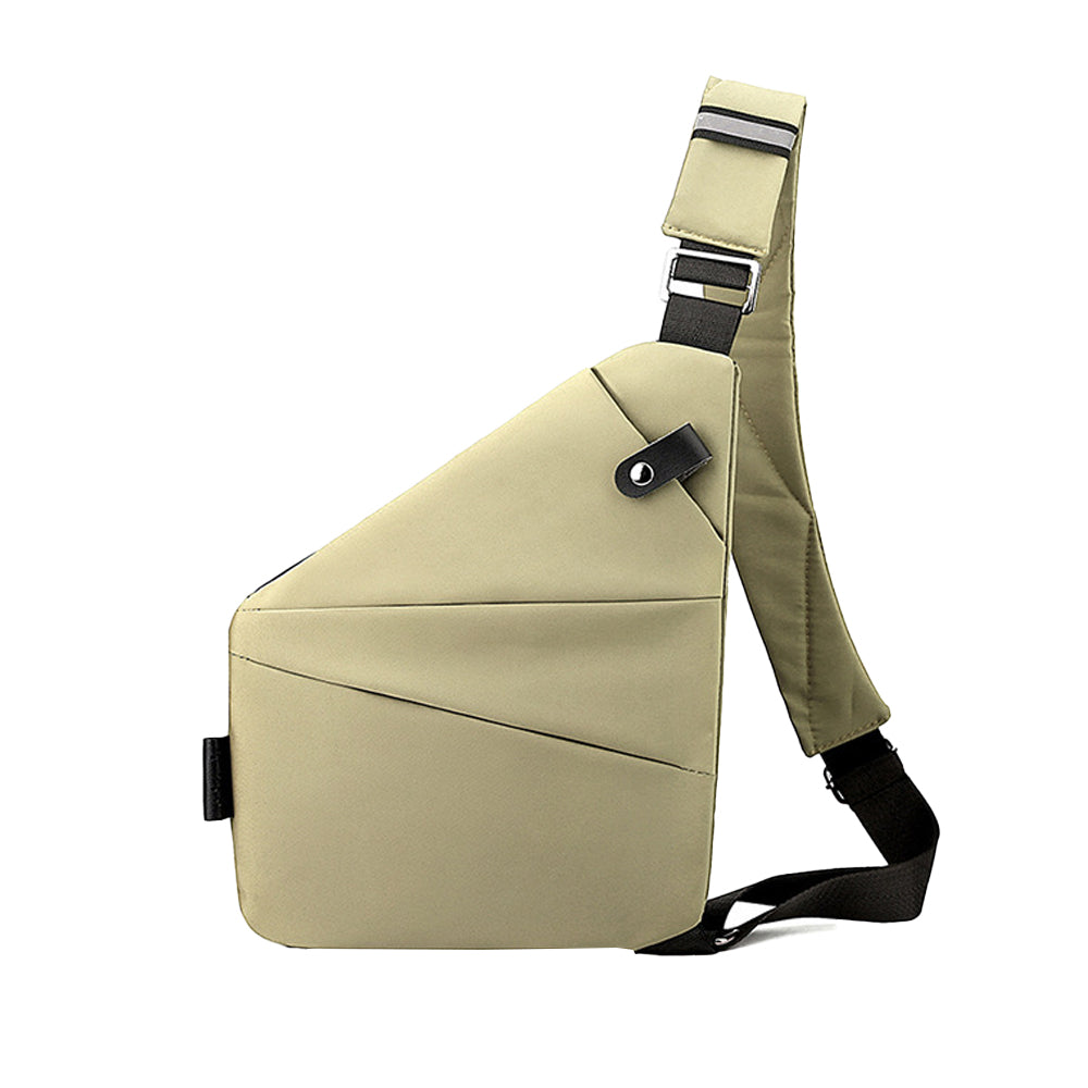 Men Anti-Theft Chest Pack Right Shoulder Sling Bag Travel Sports Crossbody Bag Khaki