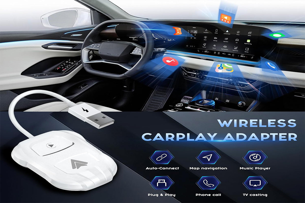 2 in1 Wireless Carplay Adapter USB Type-C Bluetooth Dongle for iPhone Android Auto -White