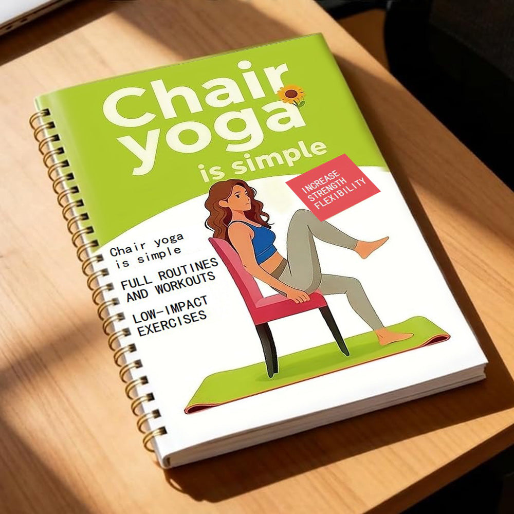 Adult 30 Day Chair Yoga Spiral Notebook Sitting Guide Book - Green