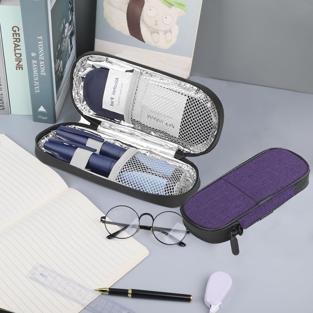 Insulin Cooler Travel Case Medication Insulated Cool Storage Organizer Purple