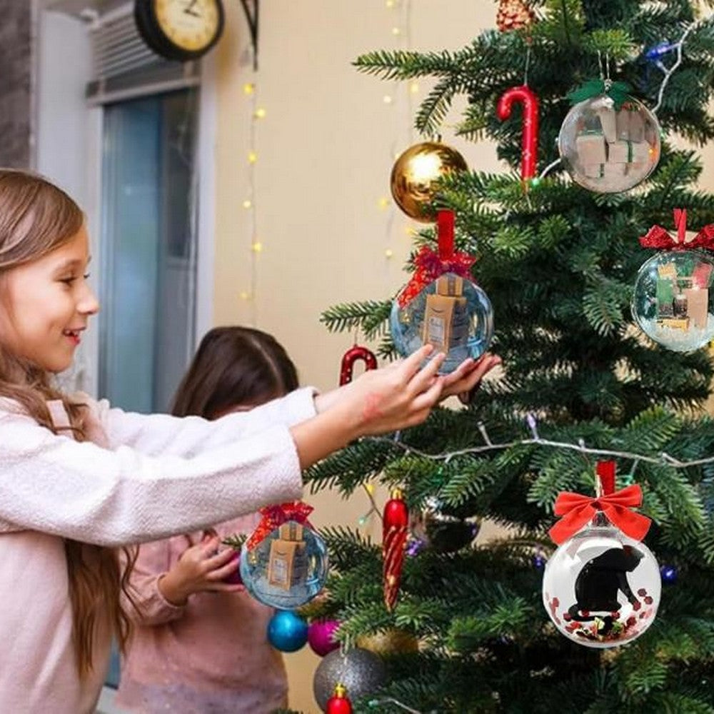 2Pcs Clear Funny Christmas Ornament Ball Hanging Decoration Home Office Party Supplies