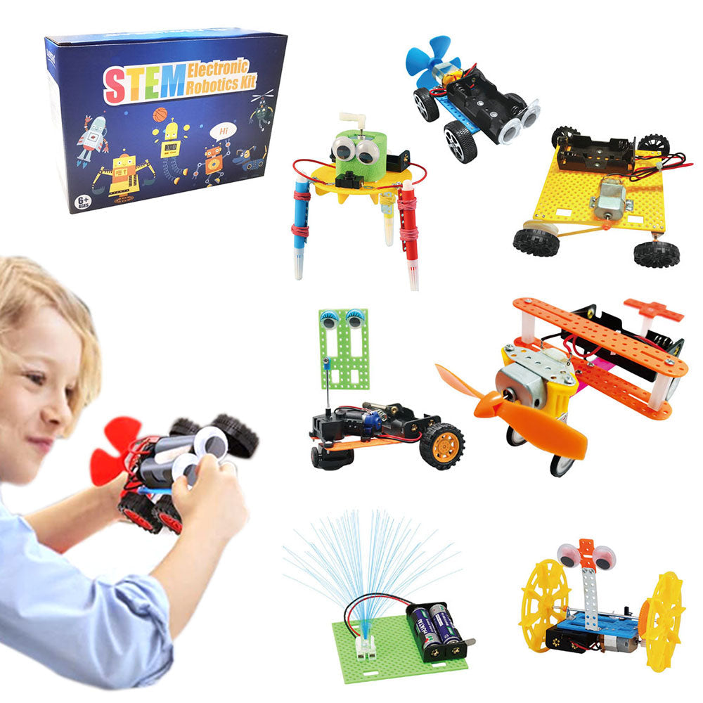 7Pcs Set STEM Toys for Kids Robot Building Science Experiments Toy Electric Motor Engineering Kit