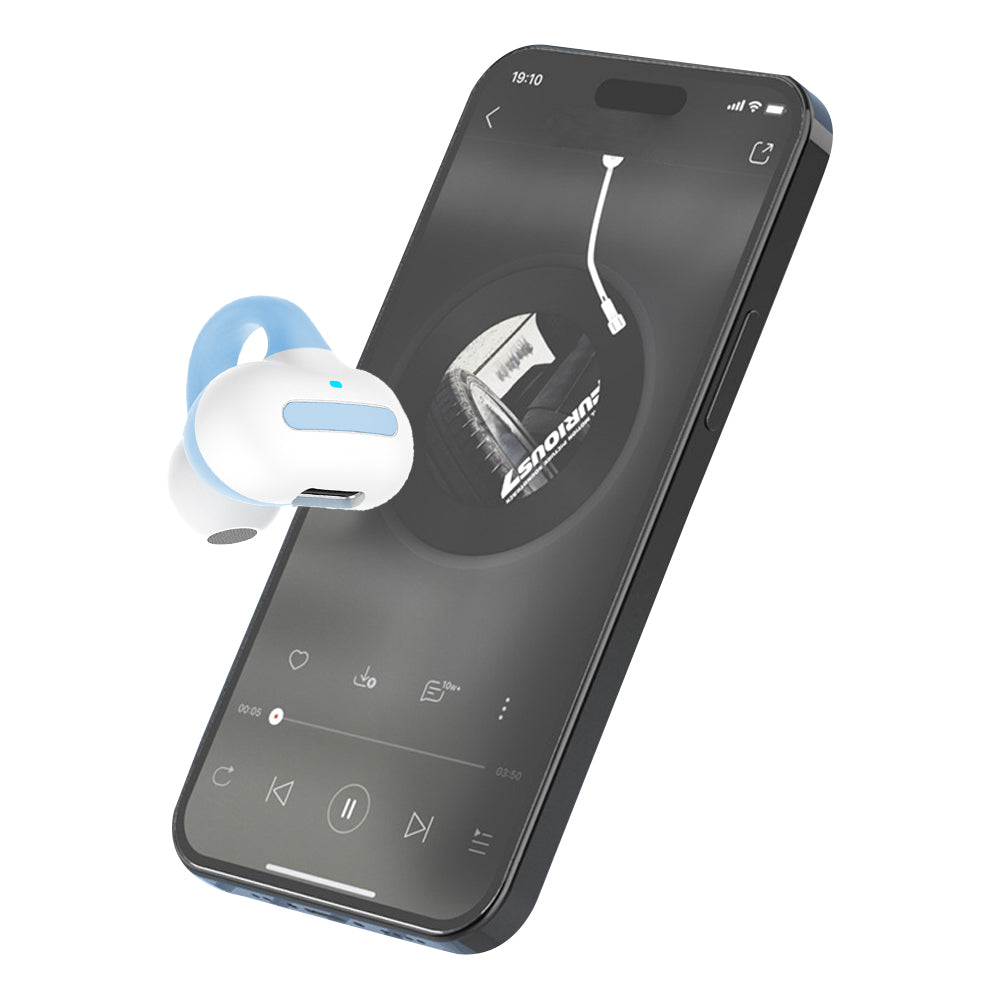 MG8 Wireless Bluetooth 5.2 Single Earphone Ear-clip Headphones TWS Sports Earbuds with Charging Case Blue