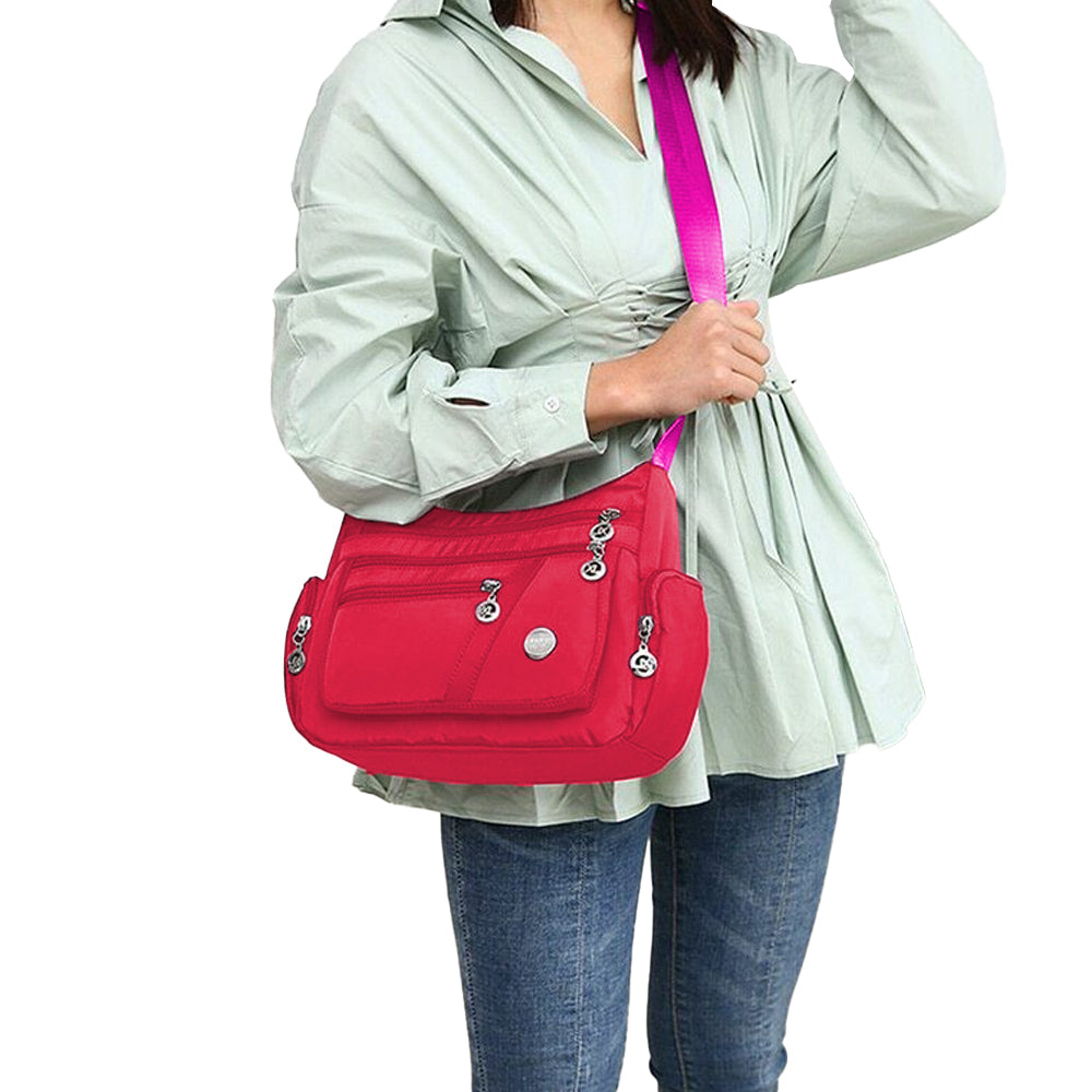 Multifunctional Casual Crossbody Shoulder Bag Handbags for Women Rose Red