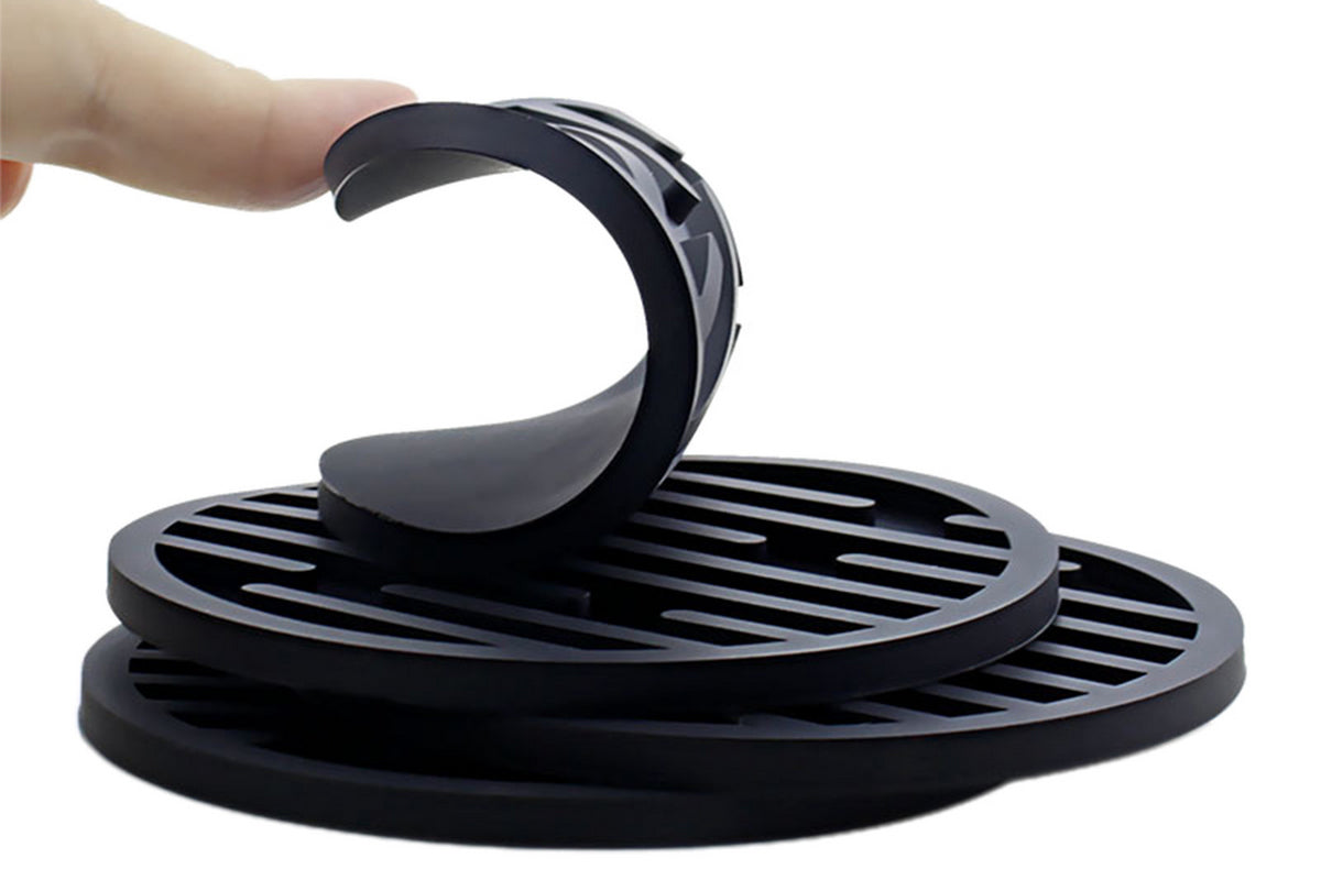 6Pcs For Home Decor Non-Slip And Non-Stick Round Silicone Absorbent Scald-Proof Drink Coasters-Black