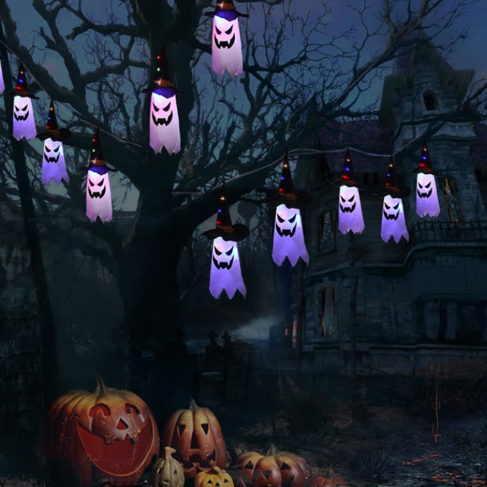 3M Halloween String Light Hanging Ghost Hat Lamp Prop Party Decor White