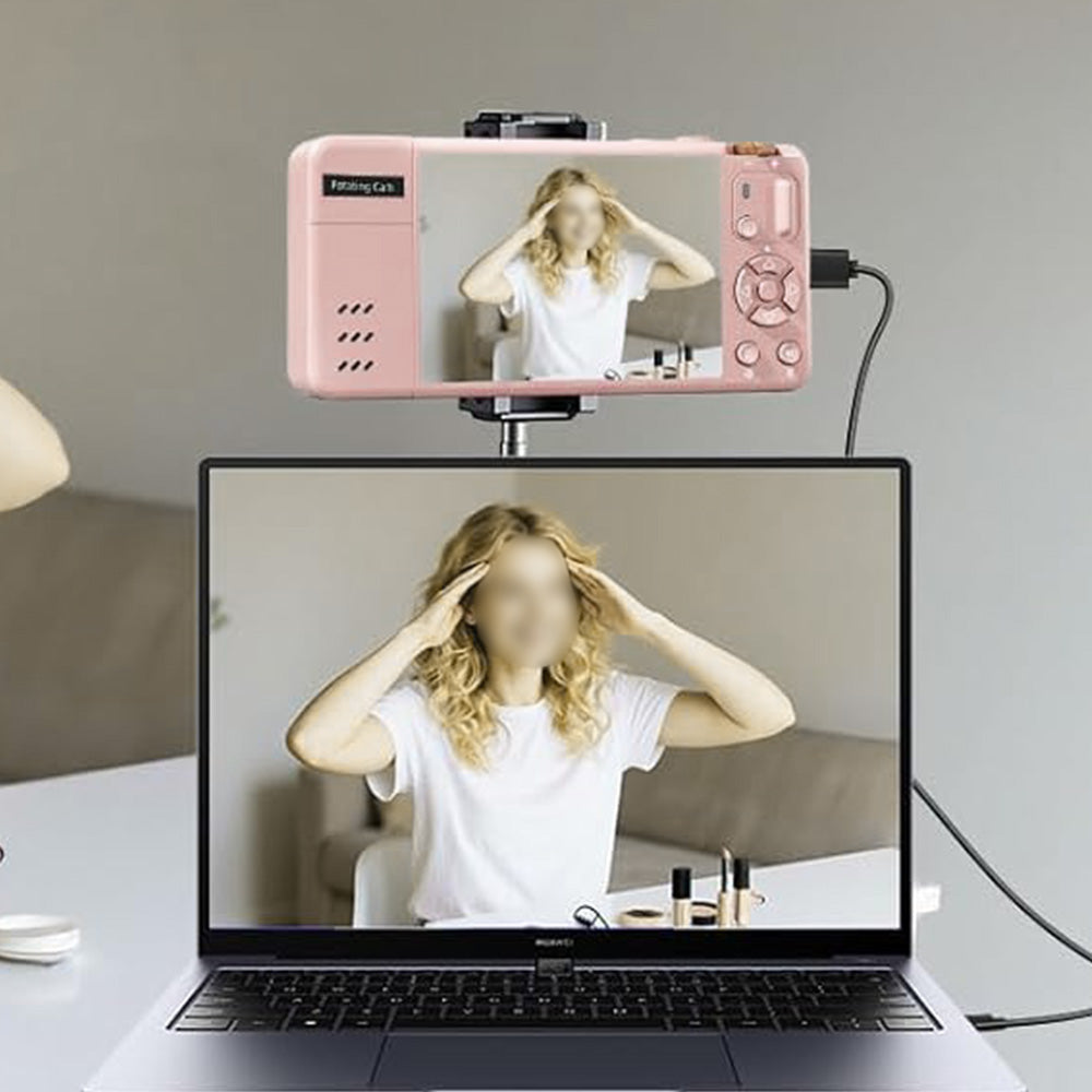 Digital Camera with 270 Degree Rotating Lens for Selfie Vlog -Pink