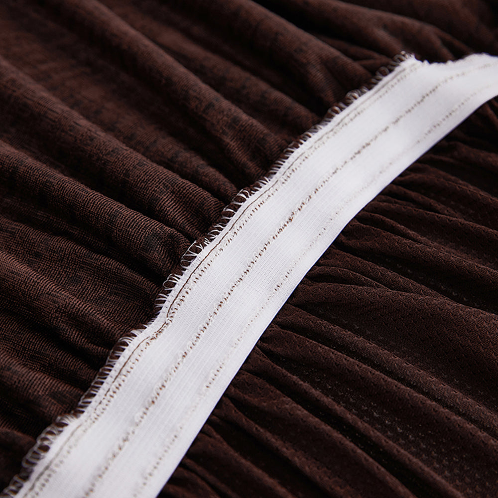 Soft Couch Cover with Skirt Ruffled Stretch Sofa Cover -Brown