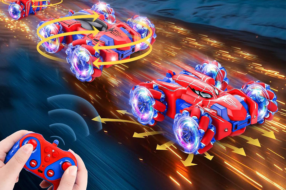Spider Remote Control Car with Cool Lights 360?? Rotating 4WD Off-Road Race Car -Blue