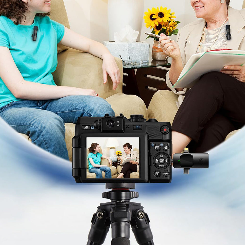 Wireless Lavalier Microphone with 3-in-1 Receiver Dual Lapel Mic for Video Recording Vlog