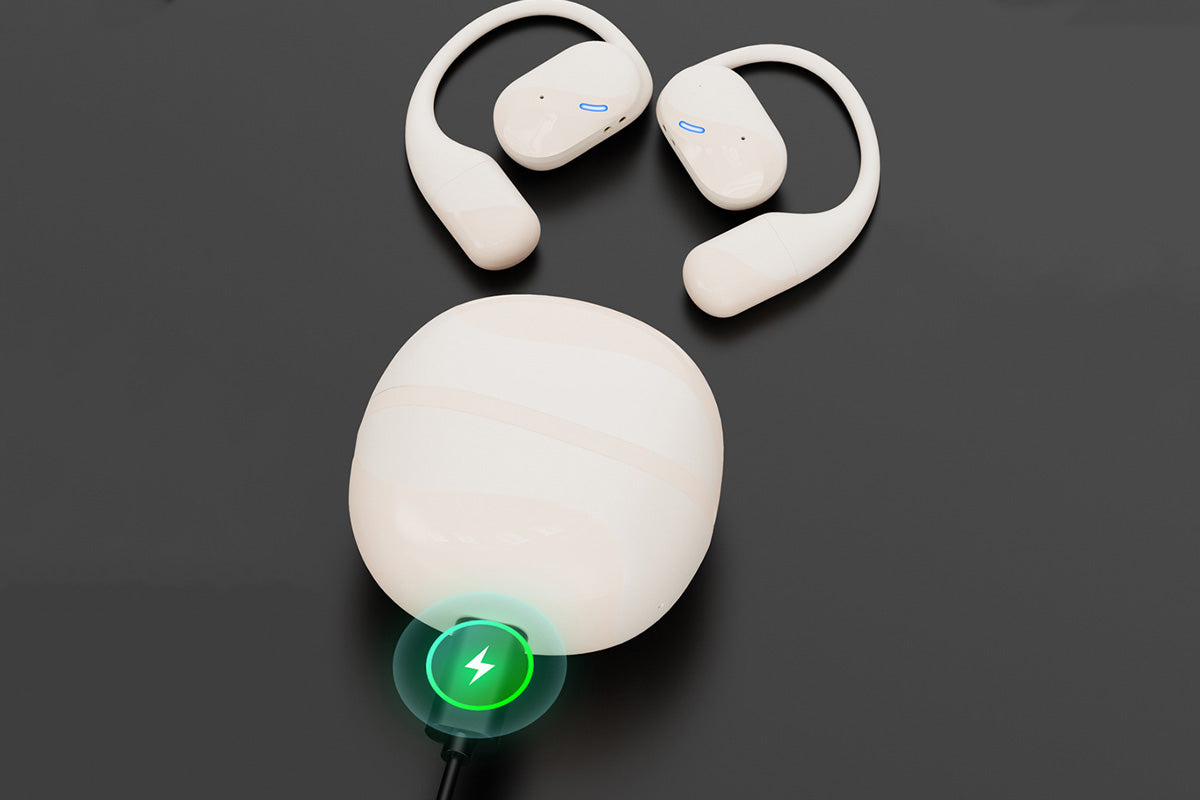Open Ear Earbuds Bluetooth 5.3 Wireless Headphones IPX5 Waterproof for Sports-Beige