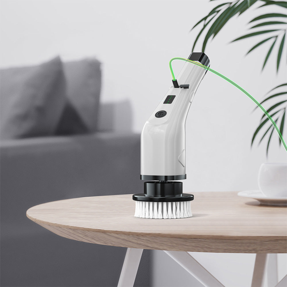 Cordless Electric Spin Scrubber Rechargeable Cleaning Brush with 7 Replaceable Brush Heads White