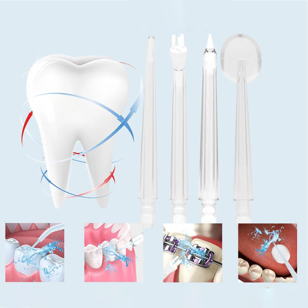 Cordless Water Flosser Portable 3-Mode Teeth Cleaner Rechargeable Oral Irrigator with 4 Jets Blue