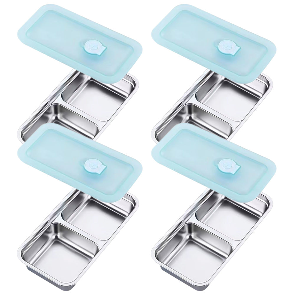 4Pcs Set Grab and Go Snack Containers Food Container for Lunch Snacks Dips Condiments-Double-Compartment