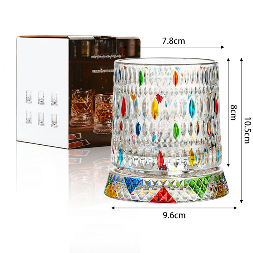 270ml Rotating Whiskey Glass Hand Painted Whiskey Tumbler - Round