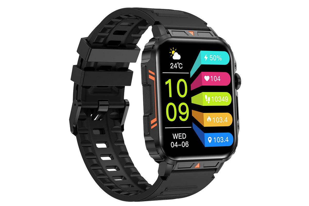 Military Smart Watch 1.95-Inch Fitness Tracker with Heart Rate Sleep Monitor 100 Sports Modes Activity Tracker-Black
