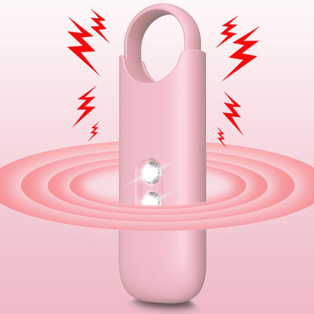 130dB Personal Alarm with Strobe Light Rechargeable Security Alarm Keychain for Women Kids Elderly Pink