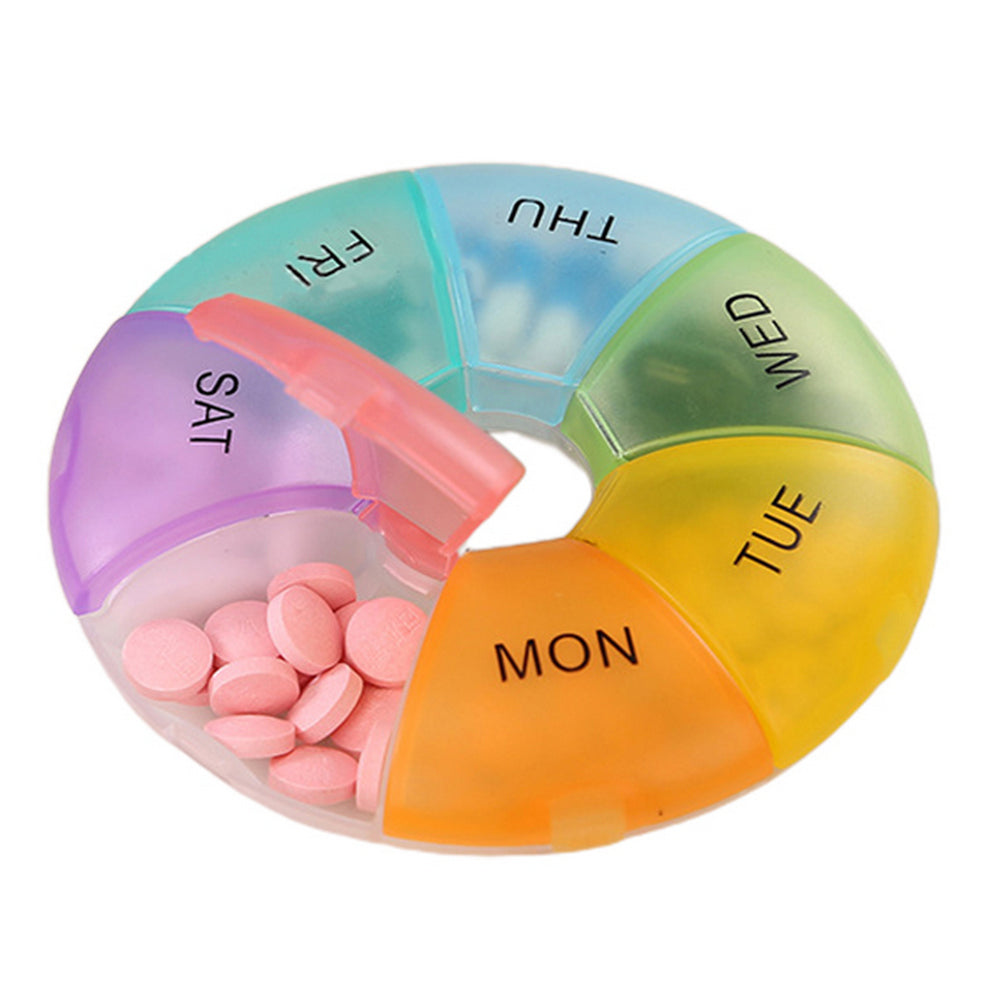 7 Day Weekly Pill Organizer Removable Travel Pill Case Portable-Mixed Color