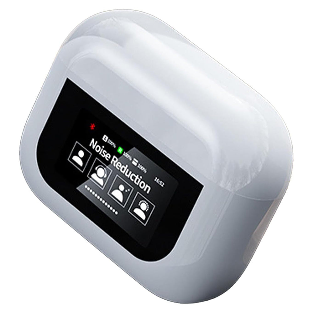 Wireless Bluetooth Earbuds with Multifunctional Touch Screen Charging Case Stereo Sound Headphones White