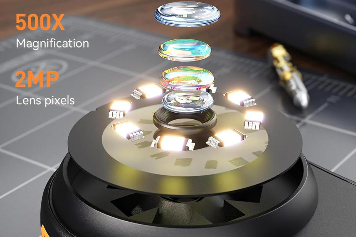 2Pcs Macro Digital Microscope Fixed Focus Portable Handheld Magnifying Glass 200W Pixel 500X Magnification