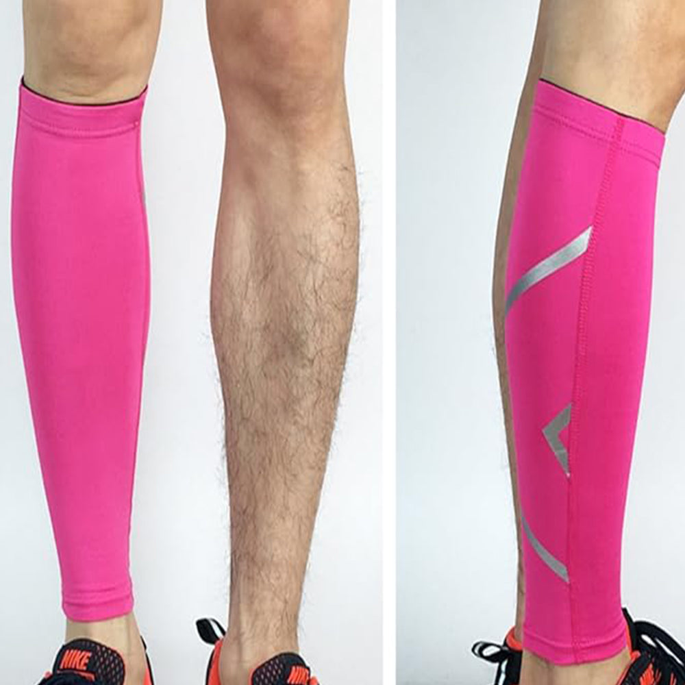 Pair of Compression Calf Sleeve Elastic Leg Brace for Sports Running Rose Red